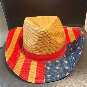 NWT Vintage Twig & Arrow MENS Cowboy American Flag, Patriotic Straw Cowboy Hat